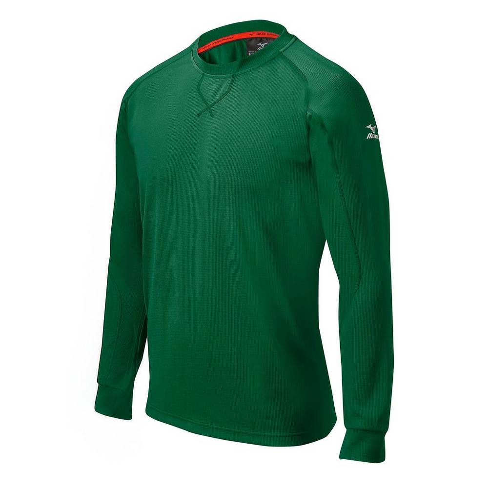 Mizuno Men's Comp Long Sleeve Training Shirt Baseball Tops Green (350504-ZLM)